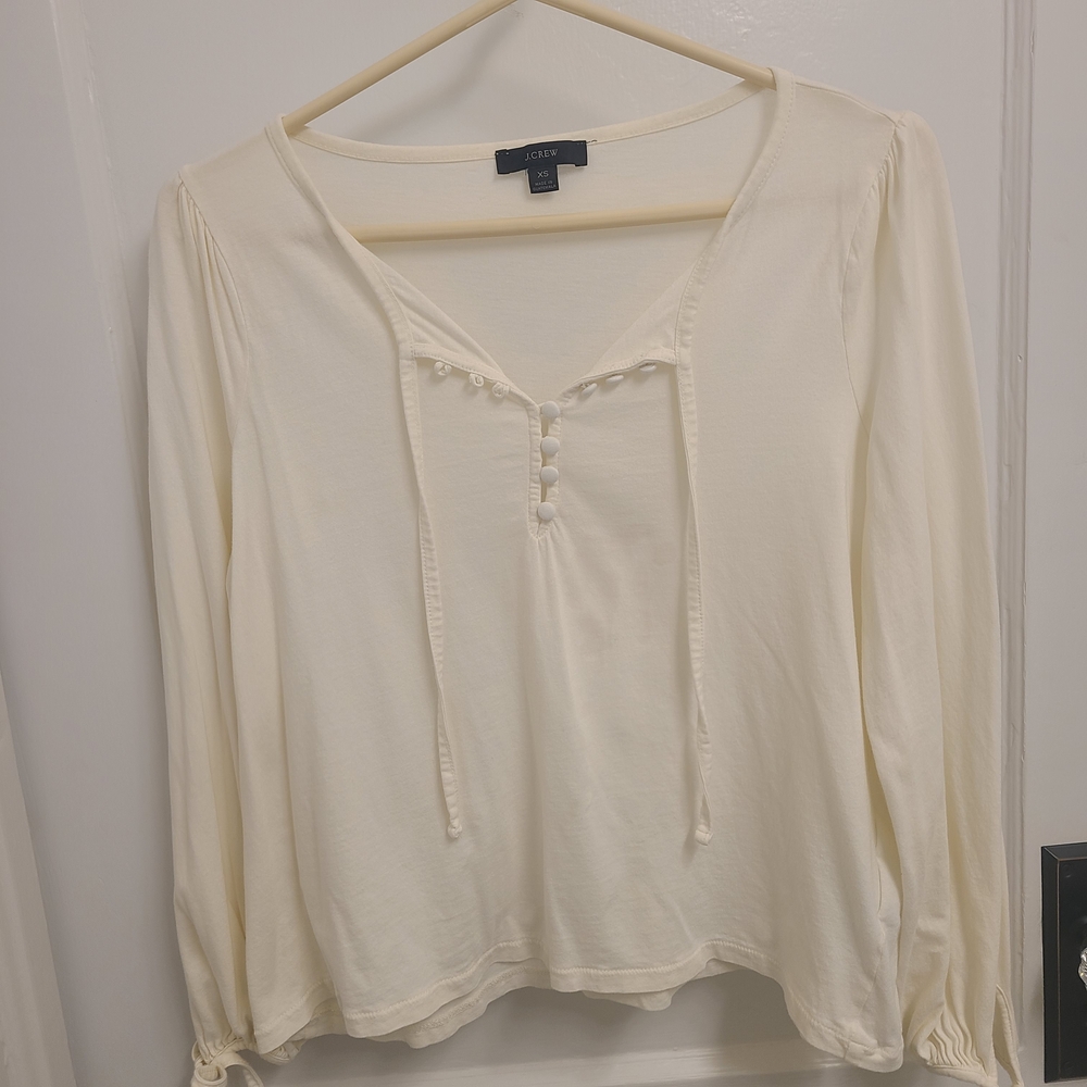Cream J. Crew Button-Front Top